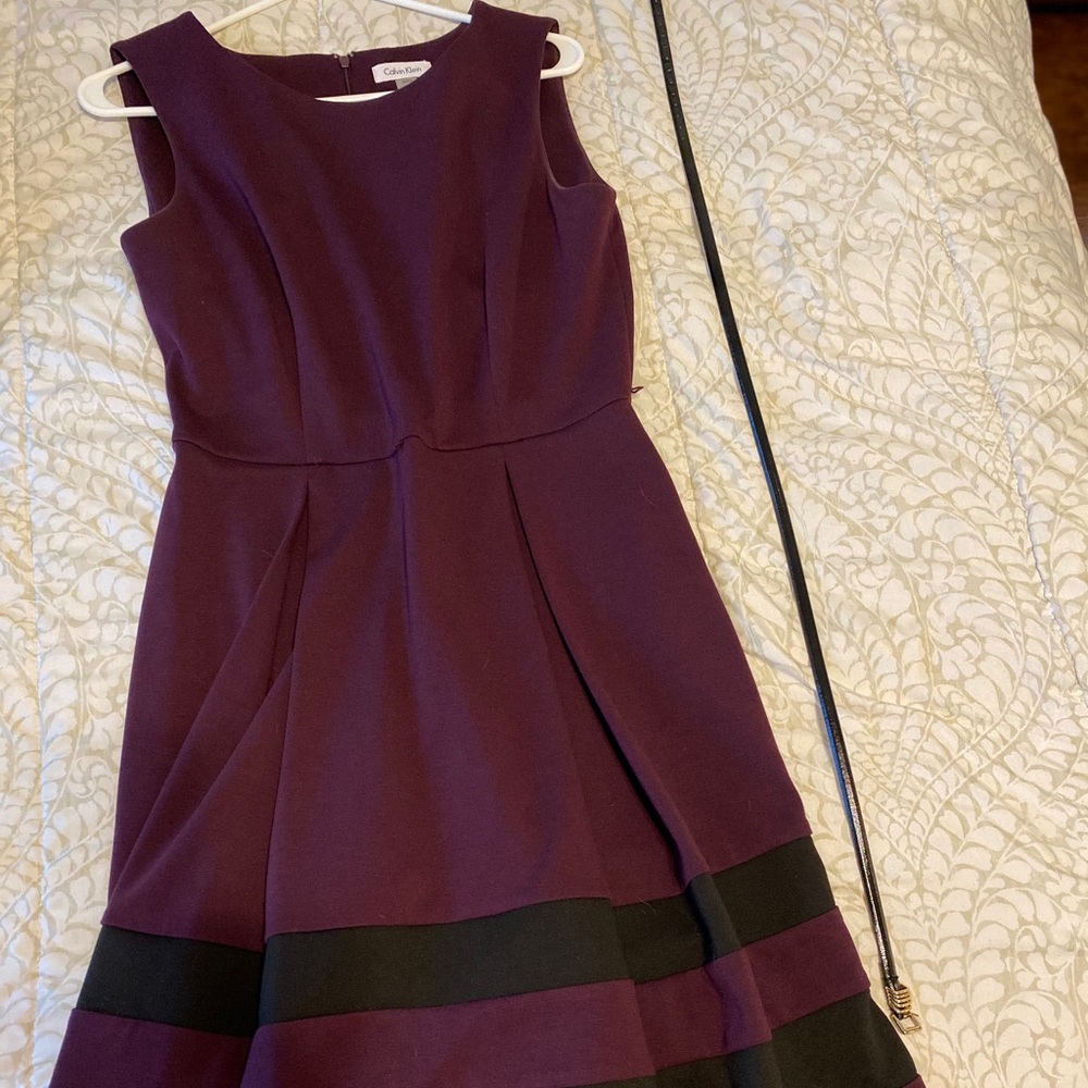 Deep purple dress with belt